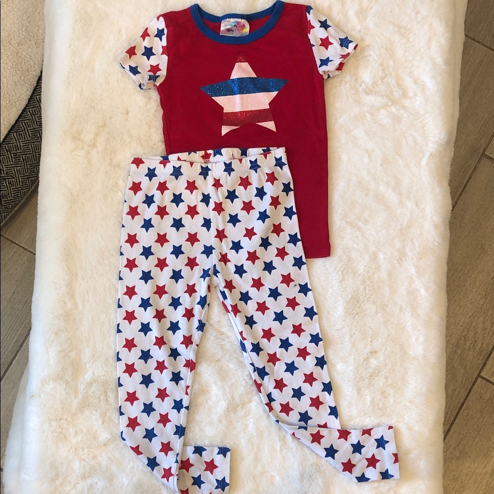btween Kids Patriotic Pajama Set with Red, White and Blue set Kids Size 6/6X
